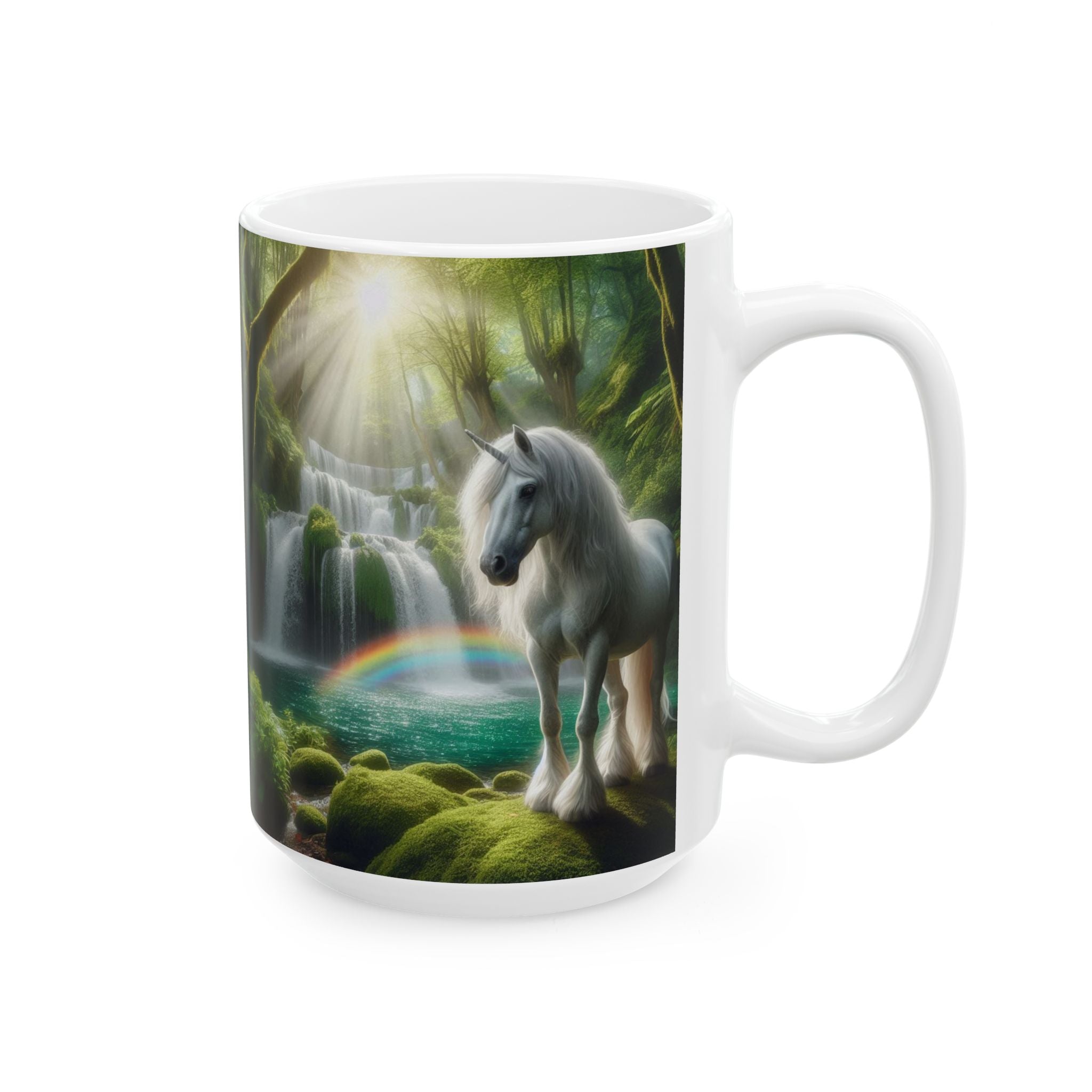 Unicorn by a Waterfall Ceramic Mug by Gregg Acini Adoree Designs