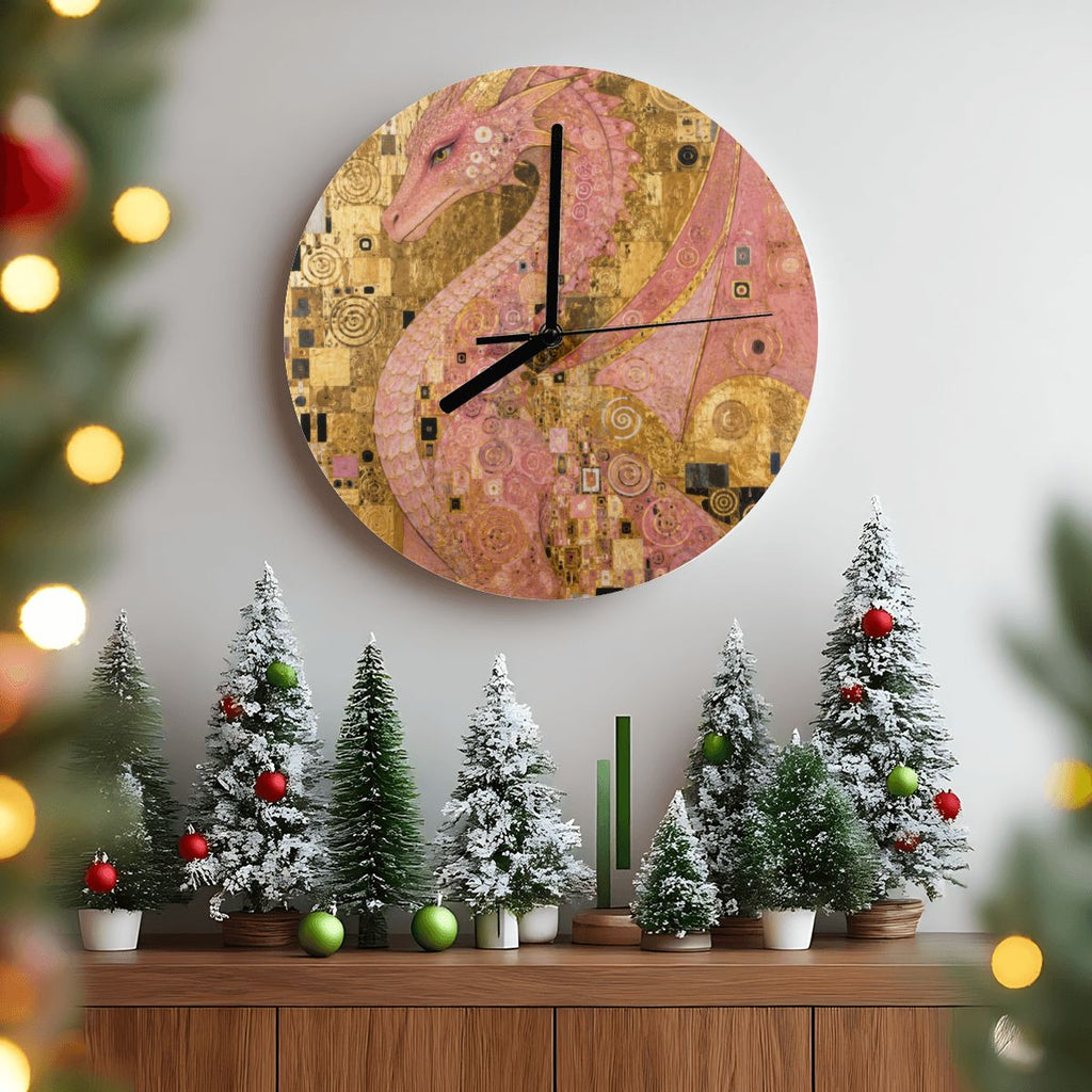 Pink Dragon MDF Wall Clock | Made in USA