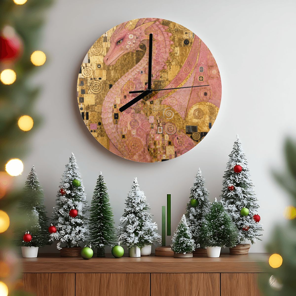 Pink Dragon MDF Wall Clock | Made in USA