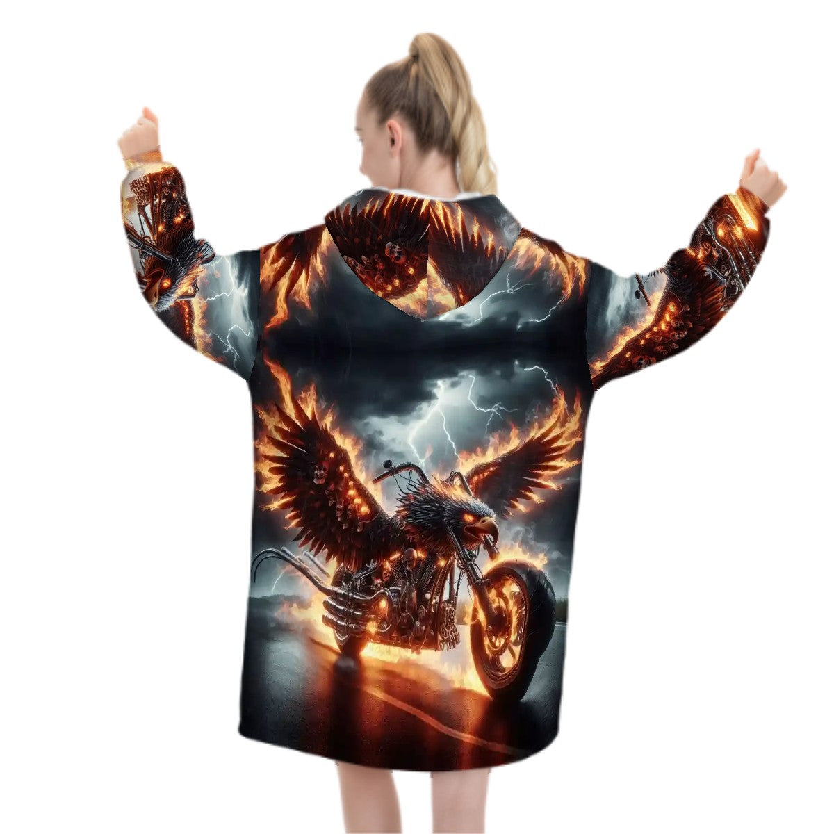 Eagle Motorcycle Adult Blanket Hoodie