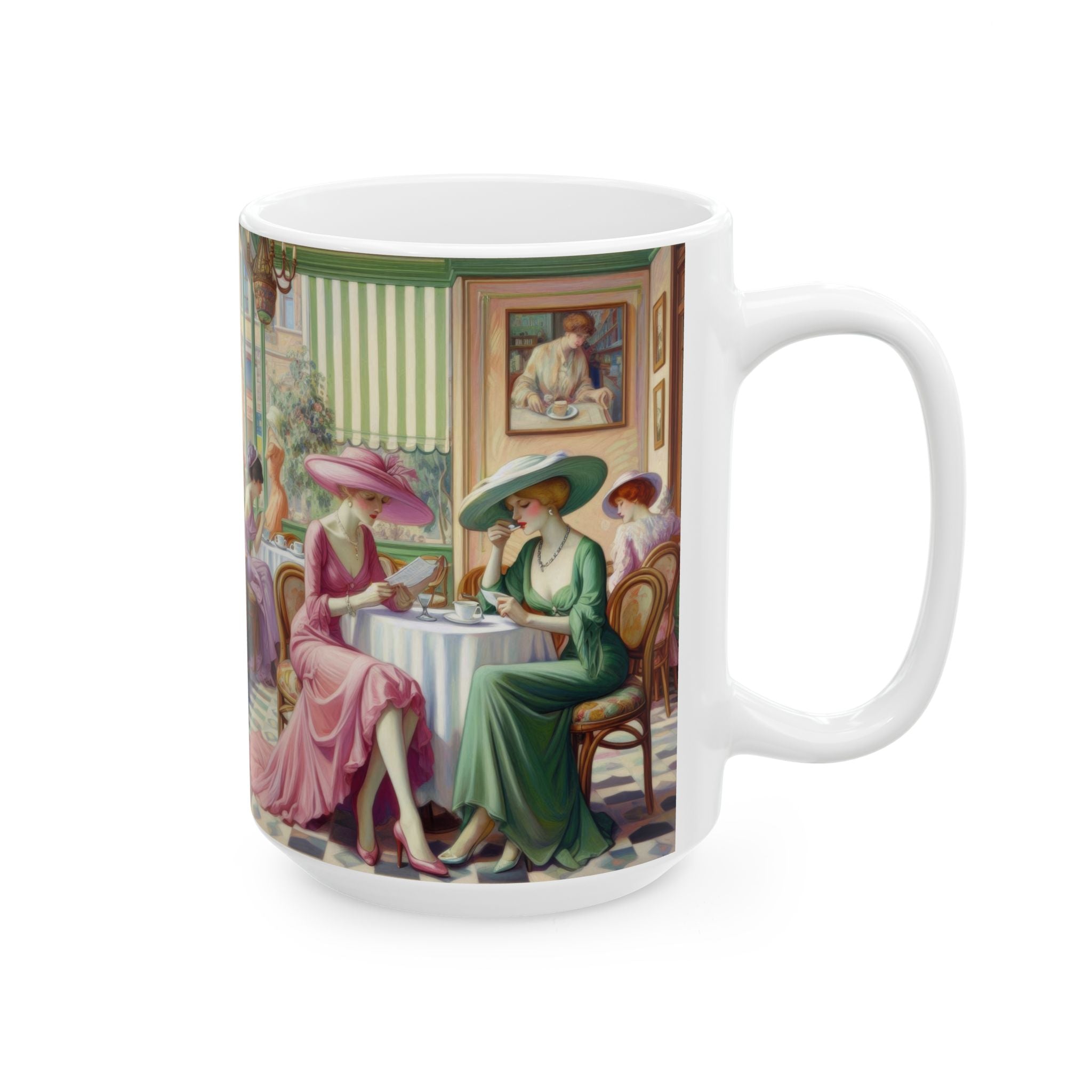 Kiffe Cafe Ceramic Mug — Elegant Retro Portrait Coffee Cup (11oz, 15oz)