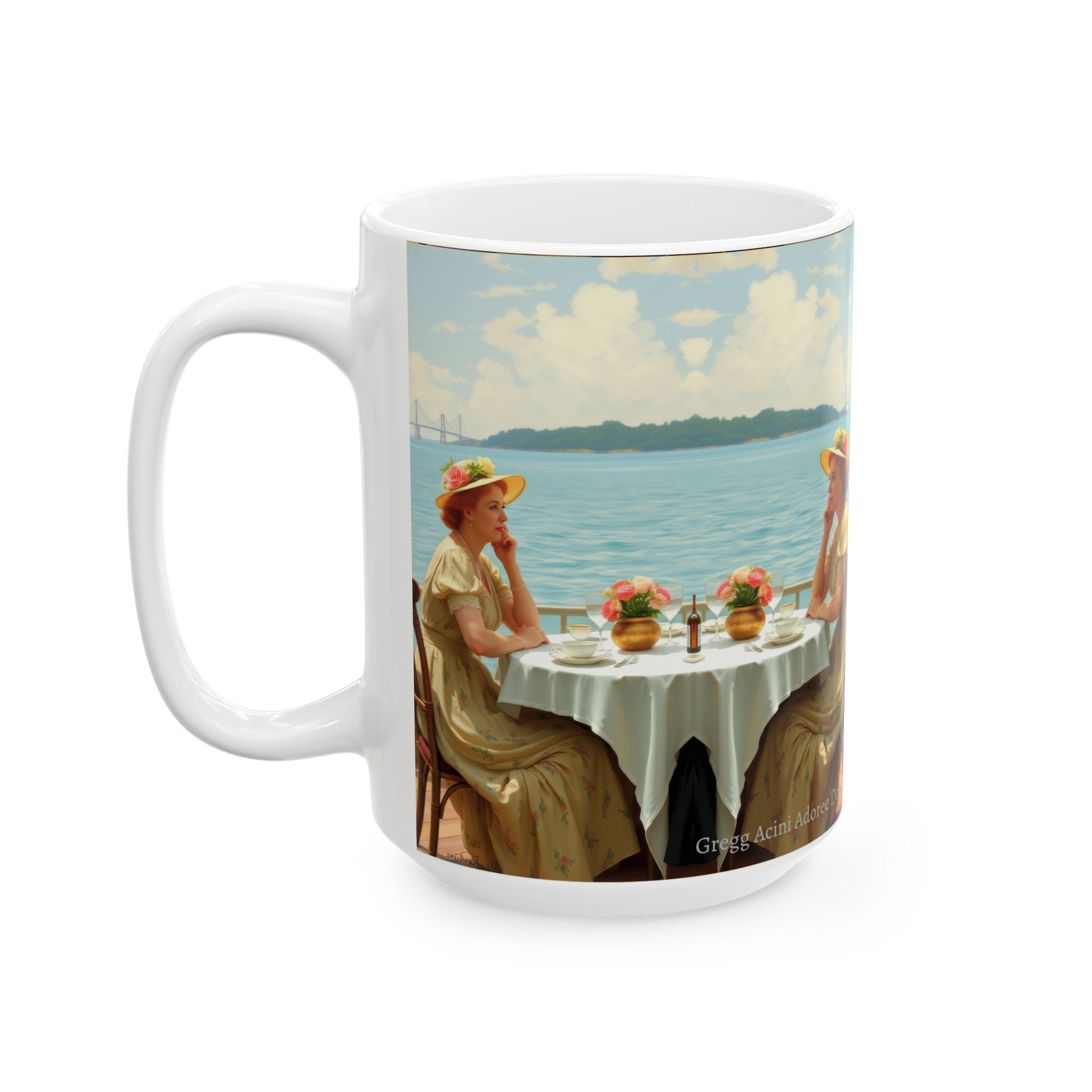 Dahlia by the Lake Ceramic Mug by Gregg Acini Adoree Designs