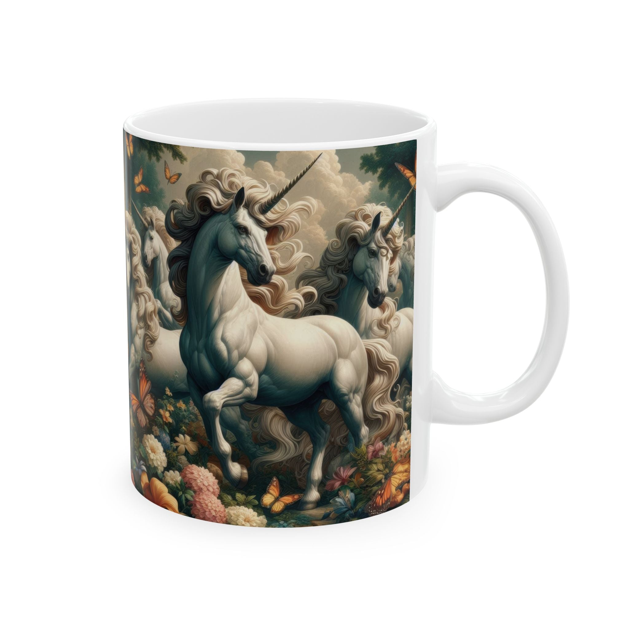 Unicorns and Butterflies Ceramic Mug by Gregg Acini Adoree Designs