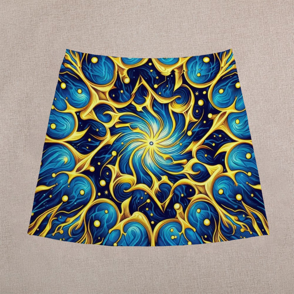 Galactic Yellow and Blue Mini Skirt | Galaxy Wearable Art