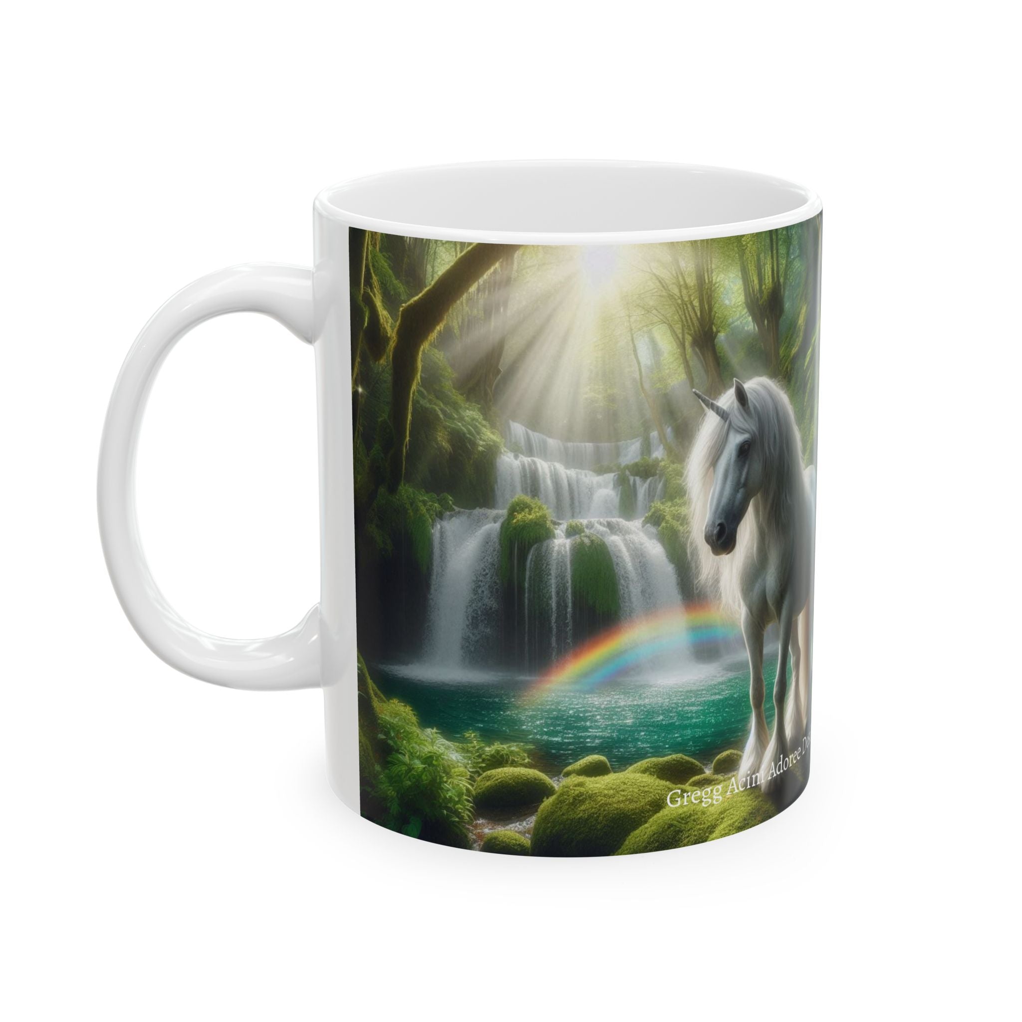 Unicorn by a Waterfall Ceramic Mug by Gregg Acini Adoree Designs