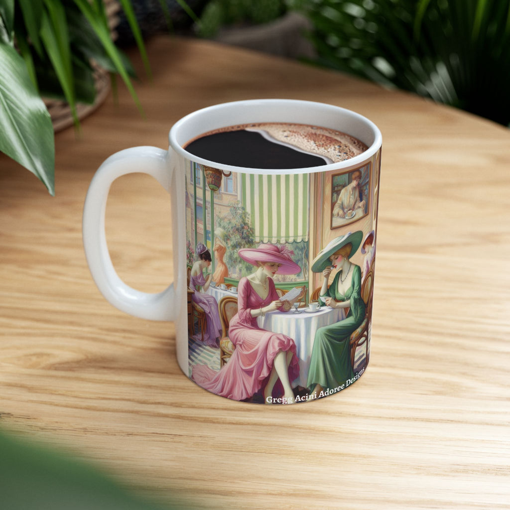 Kiffe Cafe Ceramic Mug — Elegant Retro Portrait Coffee Cup (11oz, 15oz)