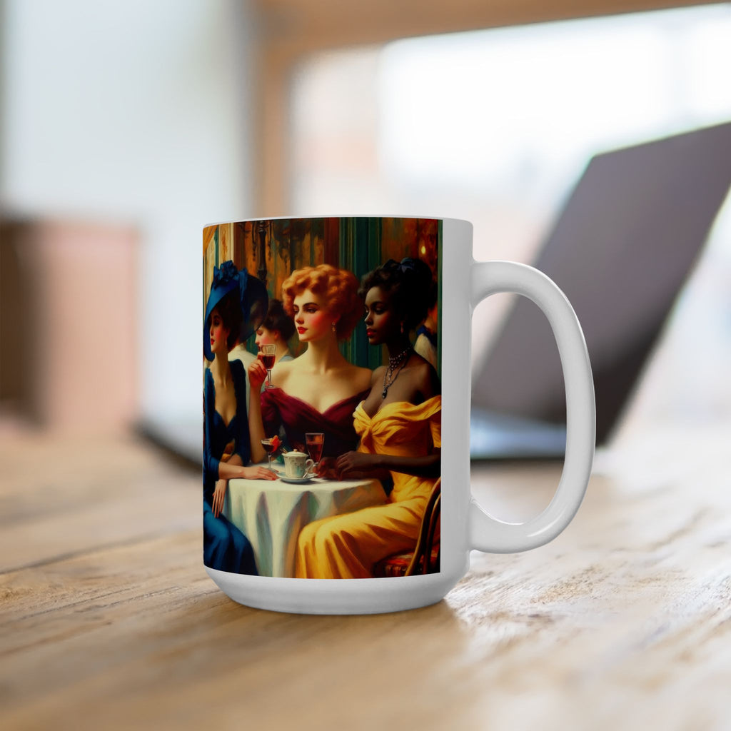 Ladies Who Lunch Ceramic Mug — Elegant Retro Portrait Coffee Cup (11oz, 15oz)