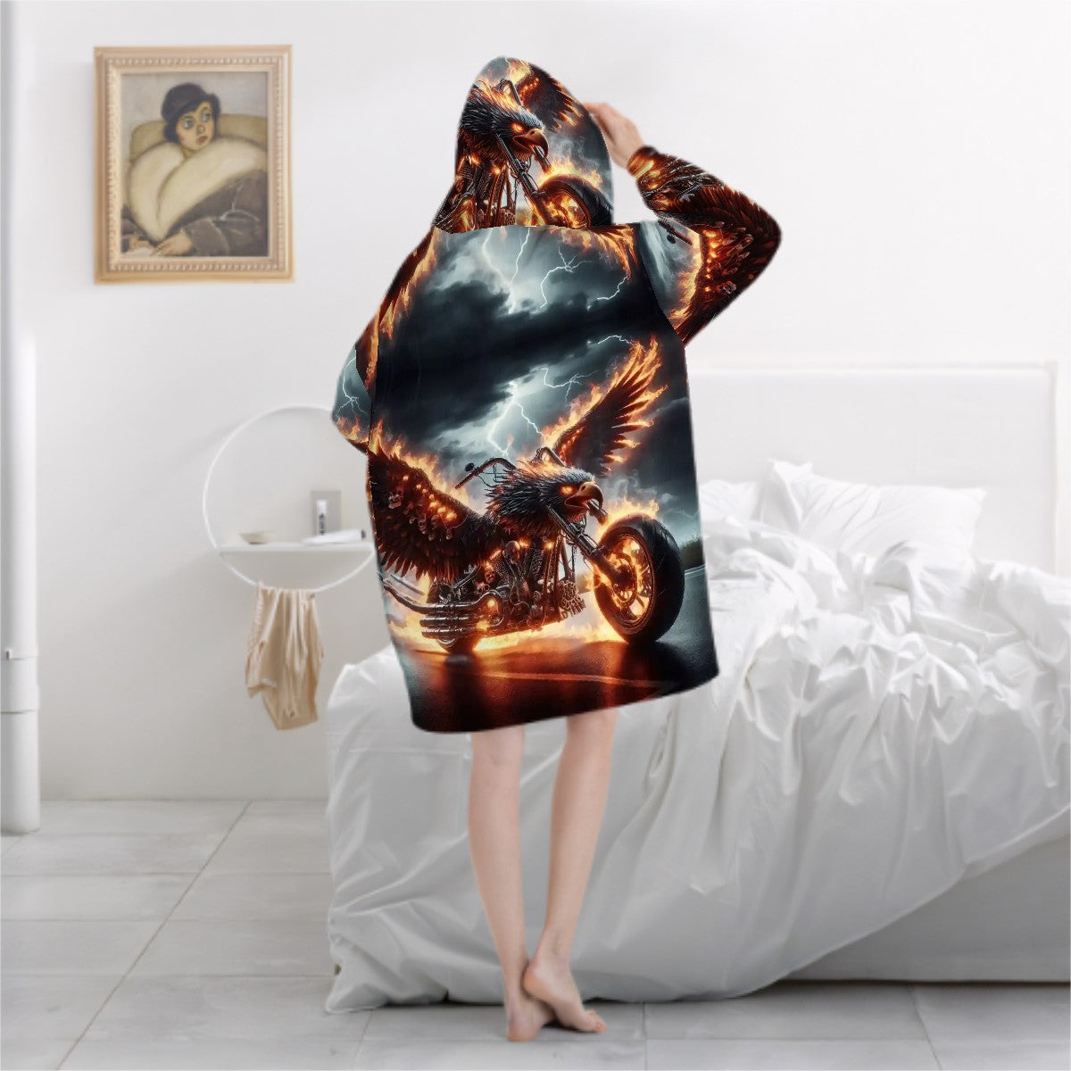Eagle Motorcycle Adult Blanket Hoodie