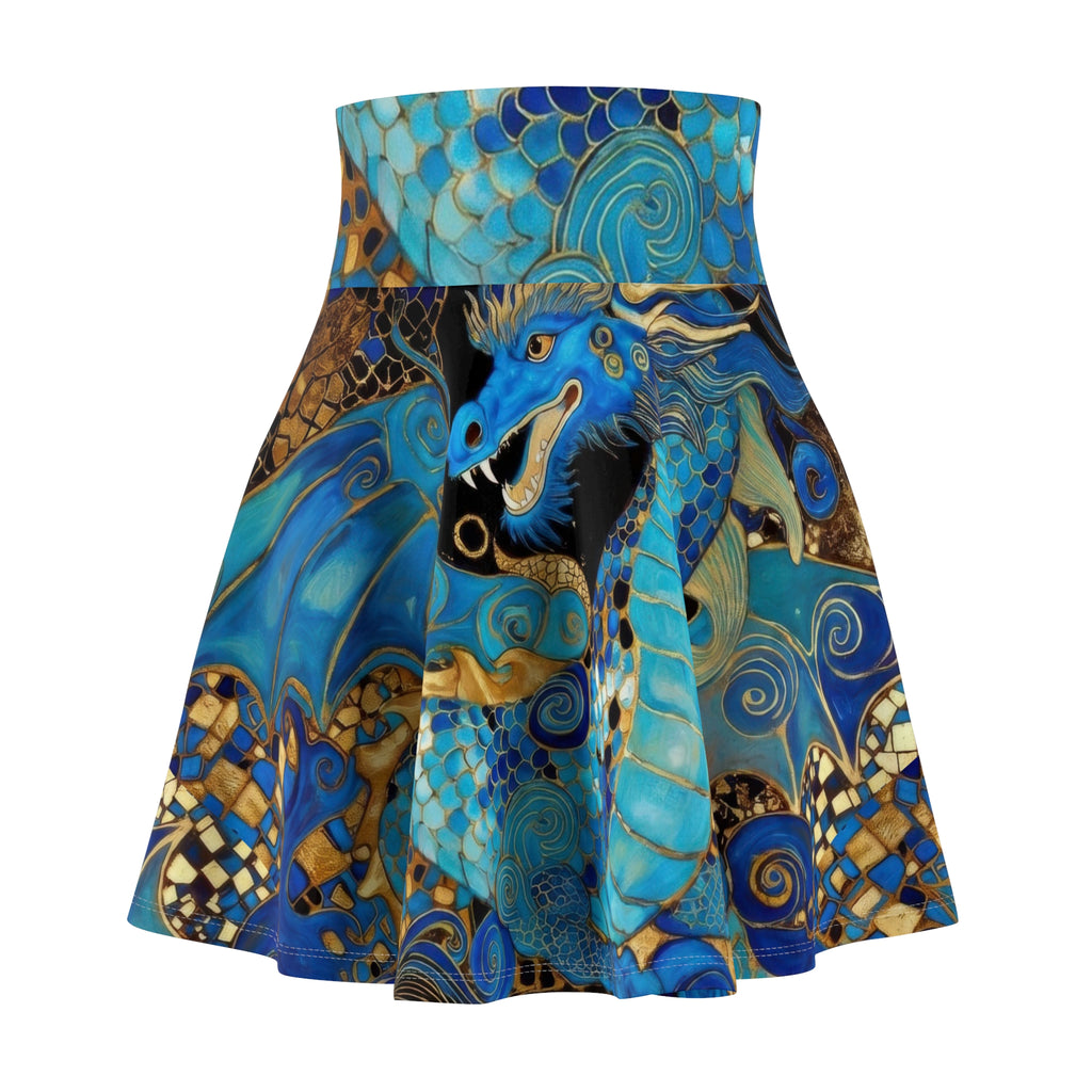 Teal Dragon Skater Skirt | Fantasy Wearable Art