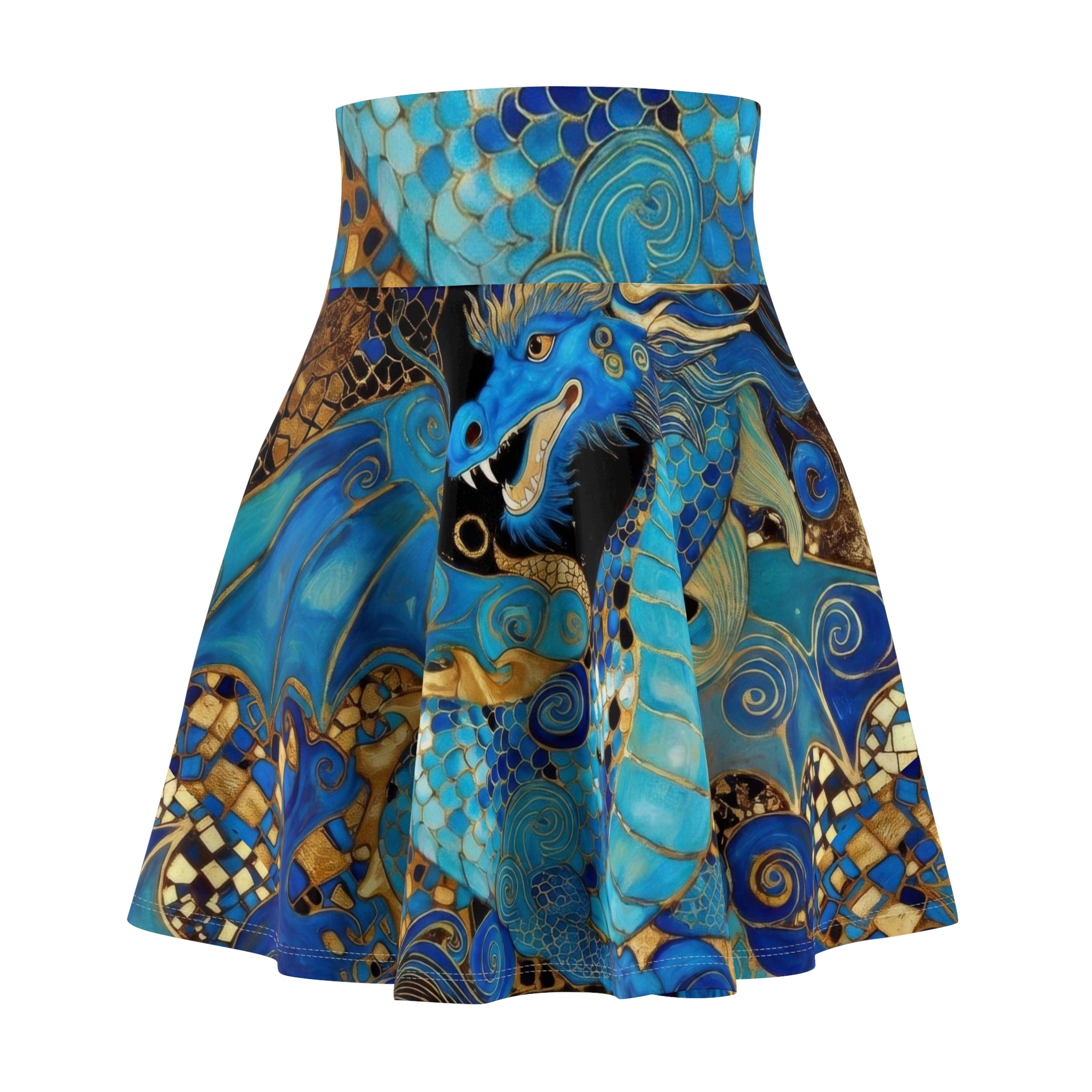 Teal Dragon Skater Skirt | Fantasy Wearable Art