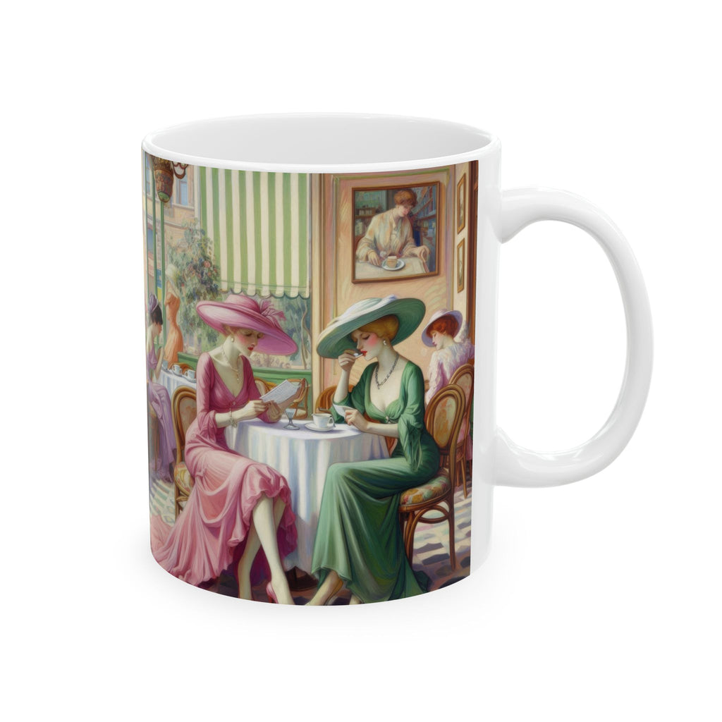 Kiffe Cafe Ceramic Mug — Elegant Retro Portrait Coffee Cup (11oz, 15oz)