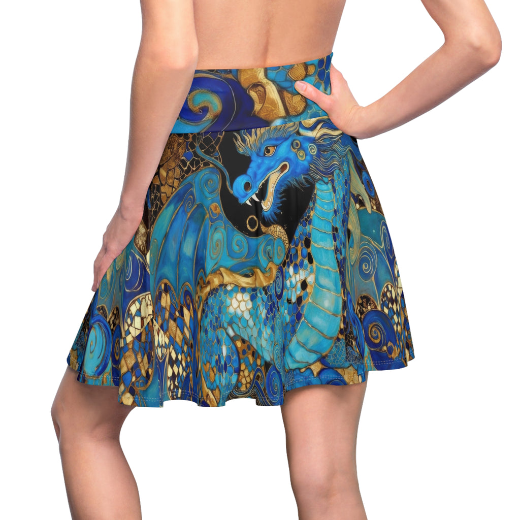 Teal Dragon Skater Skirt | Fantasy Wearable Art