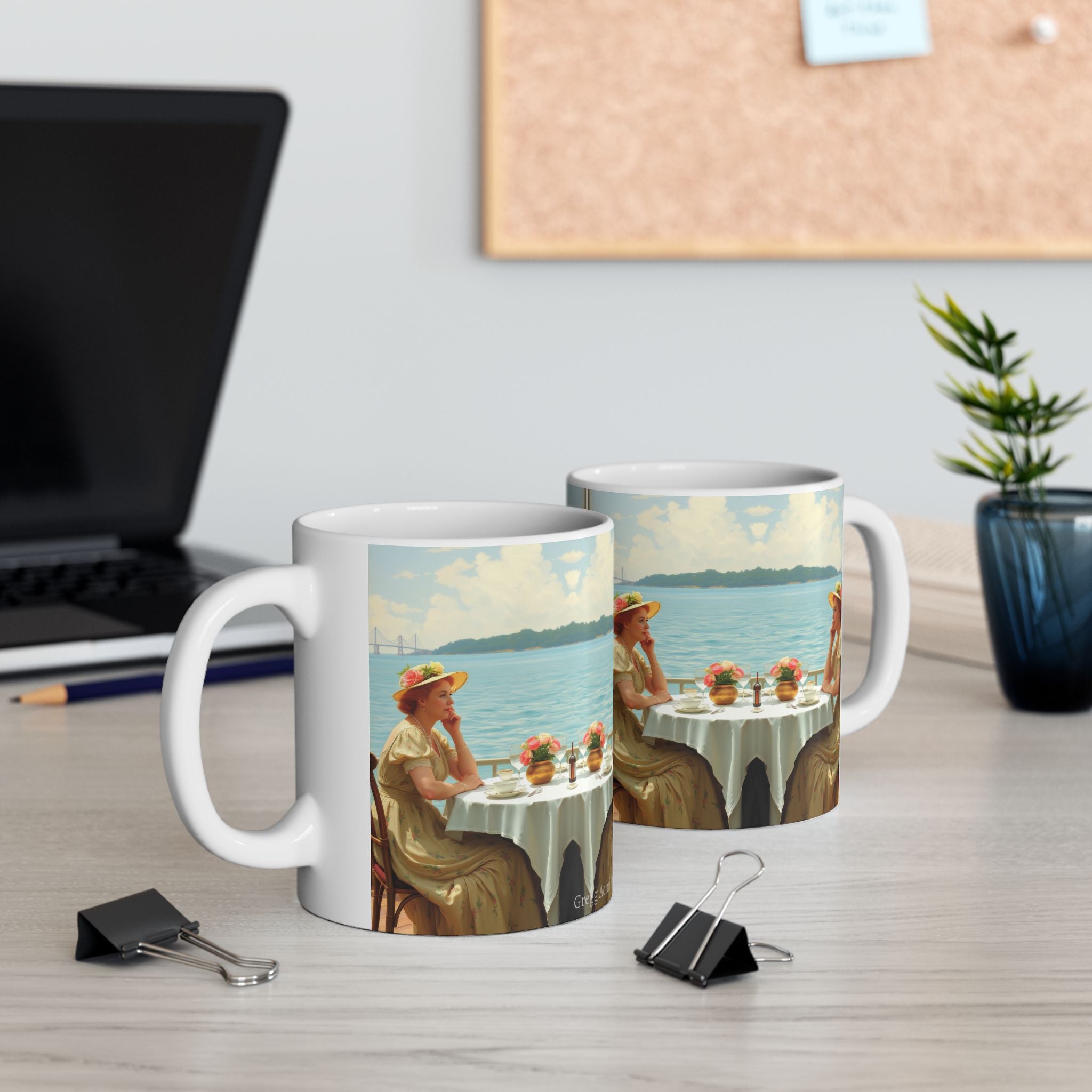 Dahlia by the Lake Ceramic Mug by Gregg Acini Adoree Designs
