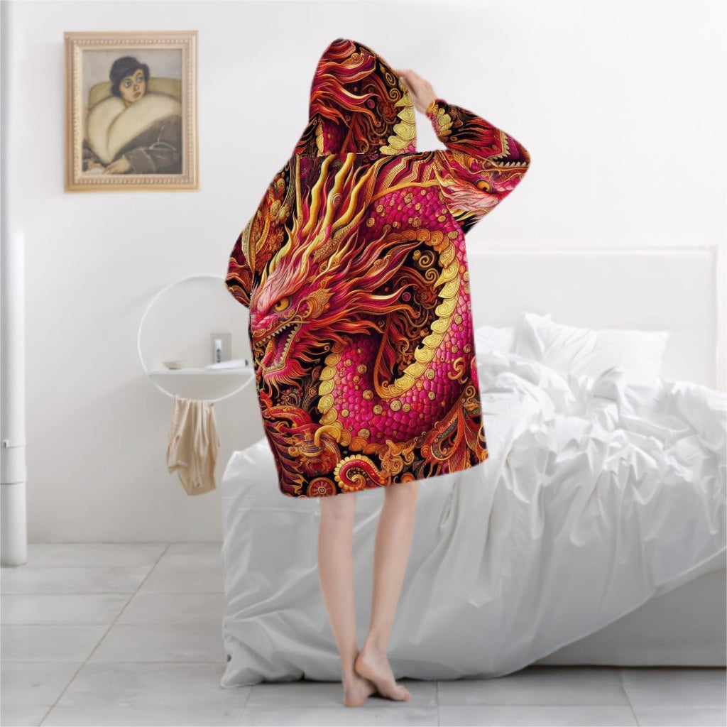 Crimson Dragon Adult Blanket Hoodie