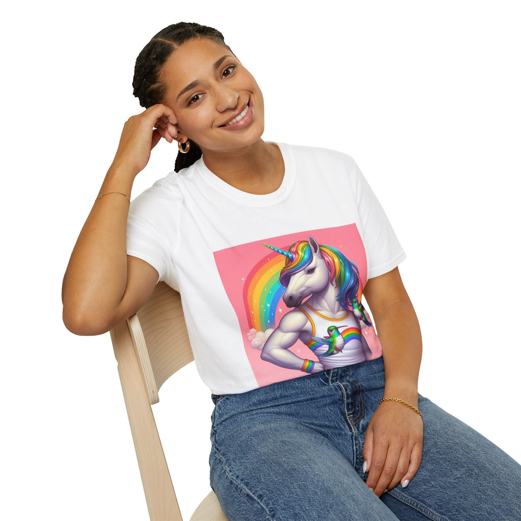 Fabulous Unicorn T-Shirt — Rainbow Muscle Unicorn Graphic Tee