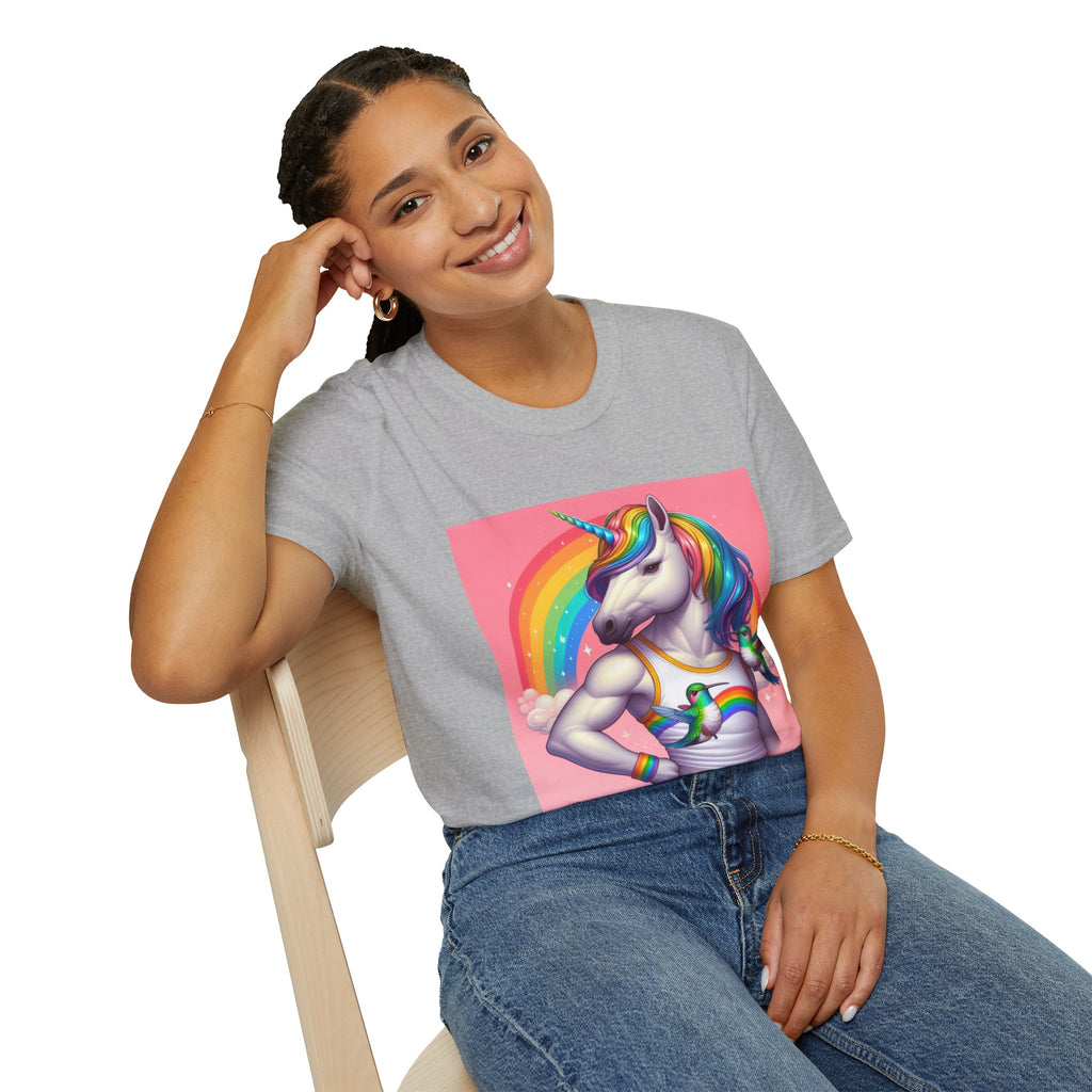Fabulous Unicorn T-Shirt — Rainbow Muscle Unicorn Graphic Tee