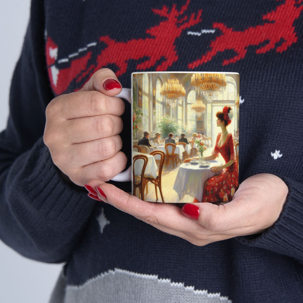 Claudia Ceramic Mug — Elegant Retro Portrait Coffee Cup (11oz, 15oz)