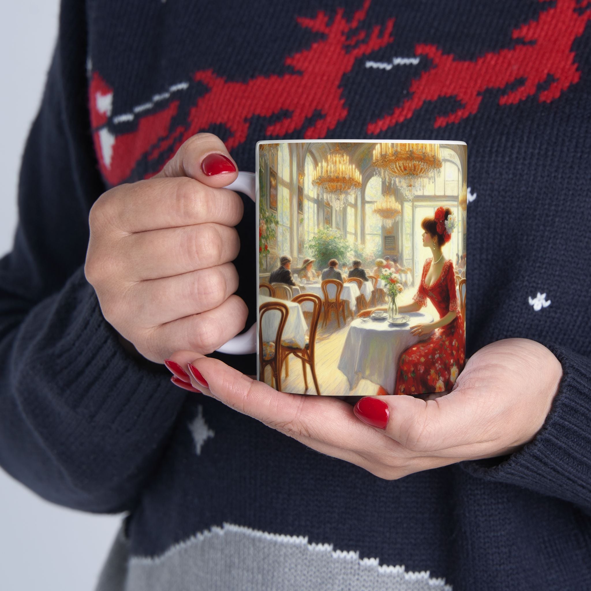 Claudia Ceramic Mug — Elegant Retro Portrait Coffee Cup (11oz, 15oz)