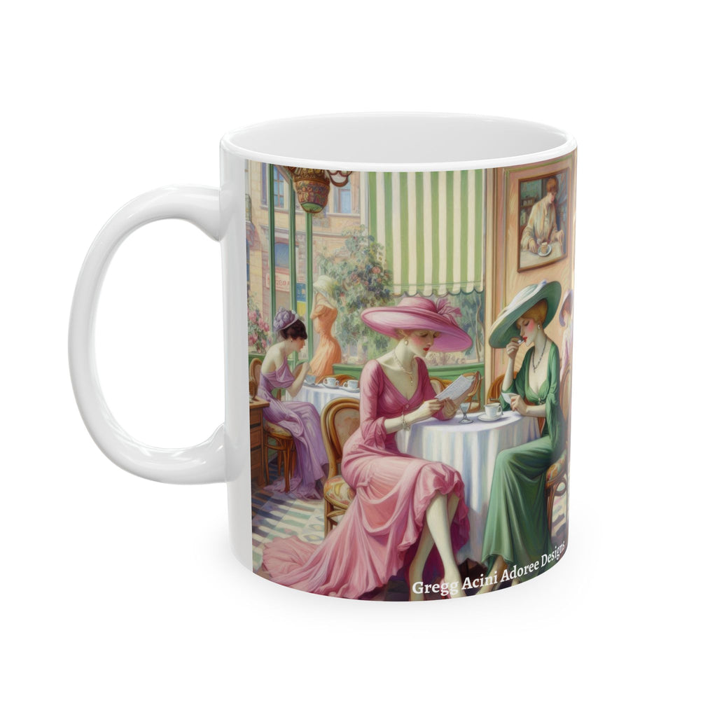 Kiffe Cafe Ceramic Mug — Elegant Retro Portrait Coffee Cup (11oz, 15oz)
