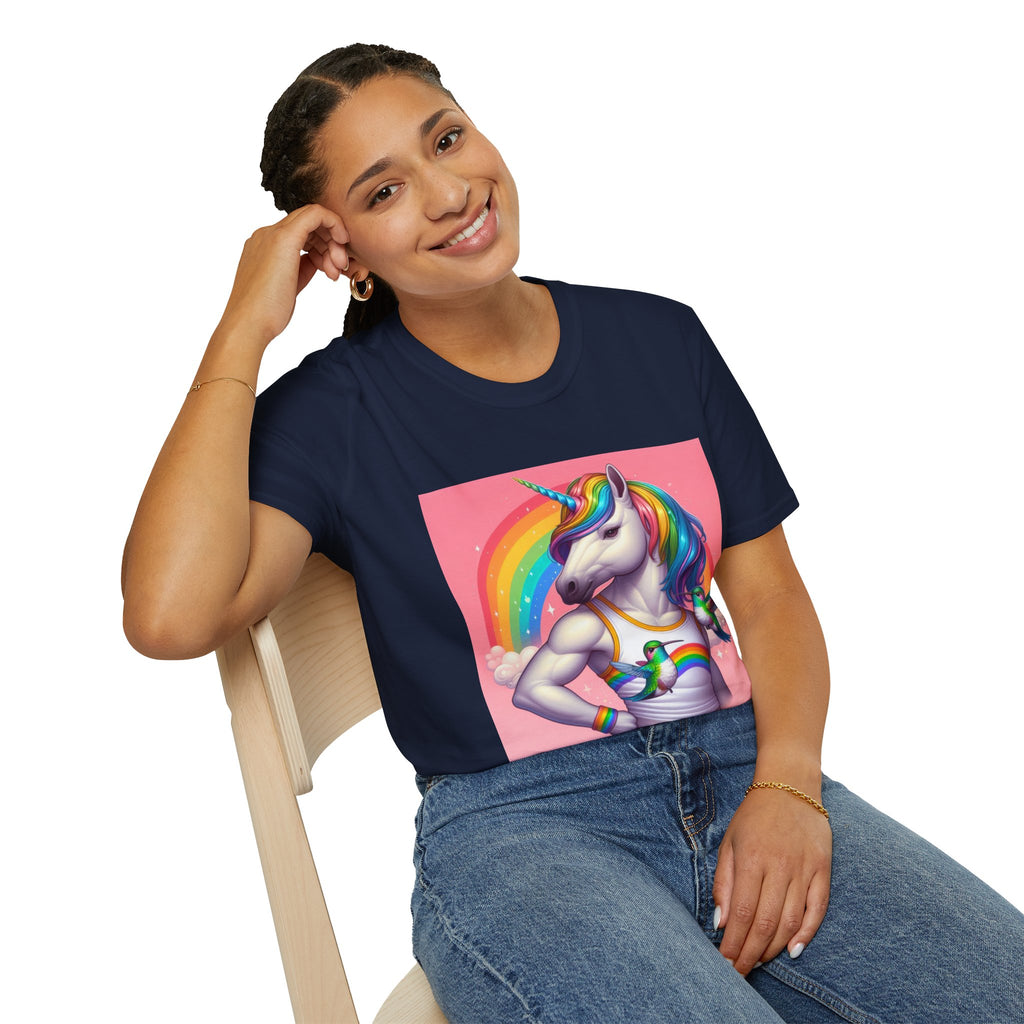 Fabulous Unicorn T-Shirt — Rainbow Muscle Unicorn Graphic Tee