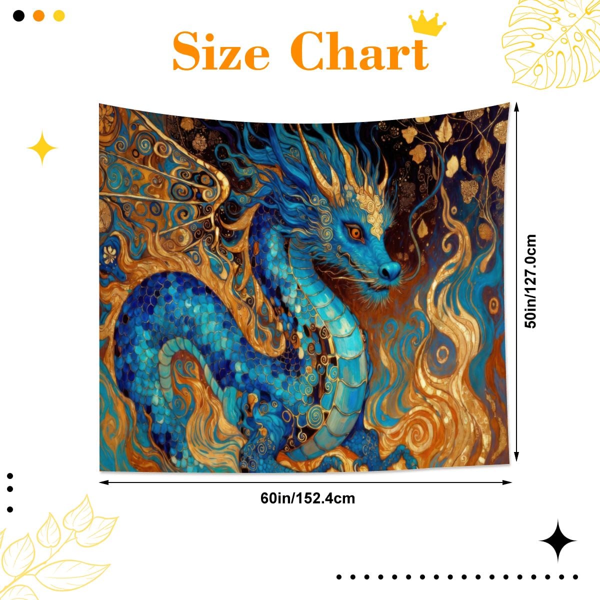 Cobalt Dragon Tapestry (6:5) (Made in USA)