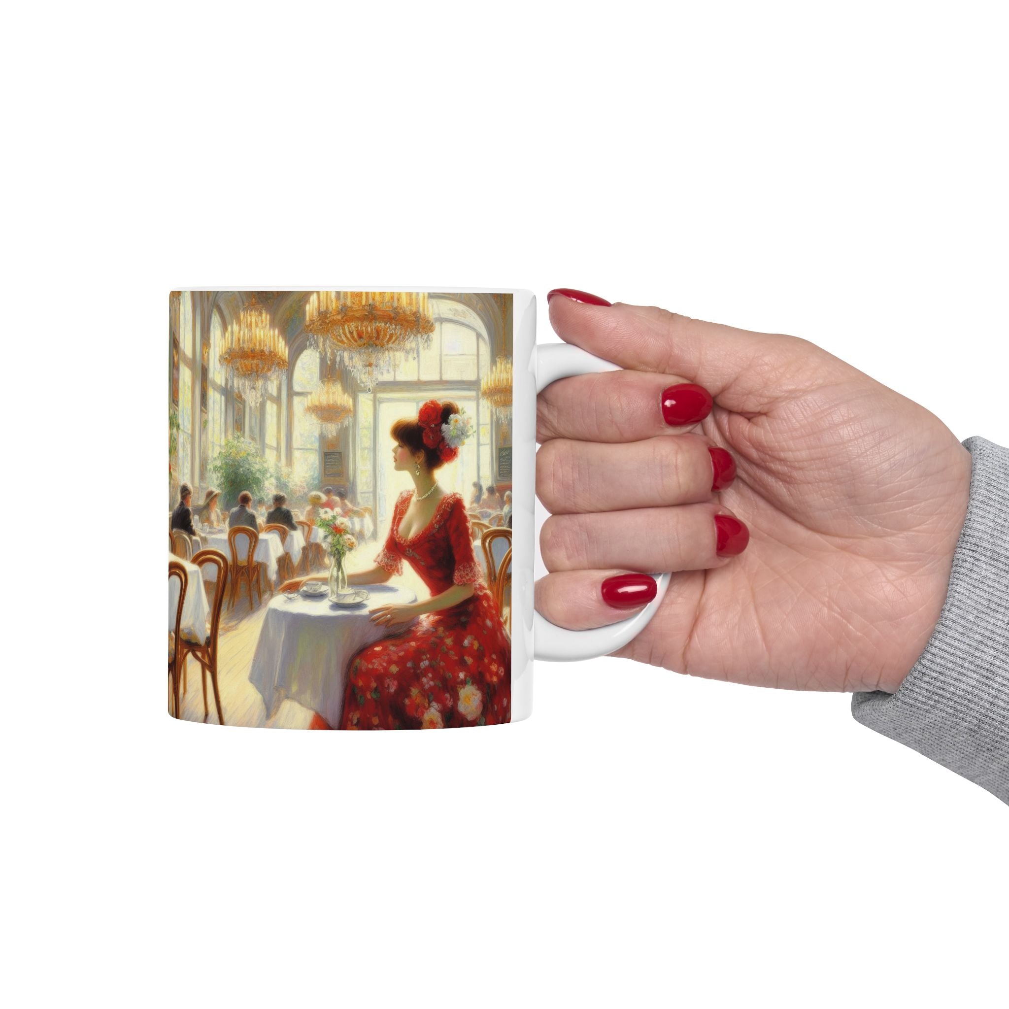 Claudia Ceramic Mug — Elegant Retro Portrait Coffee Cup (11oz, 15oz)
