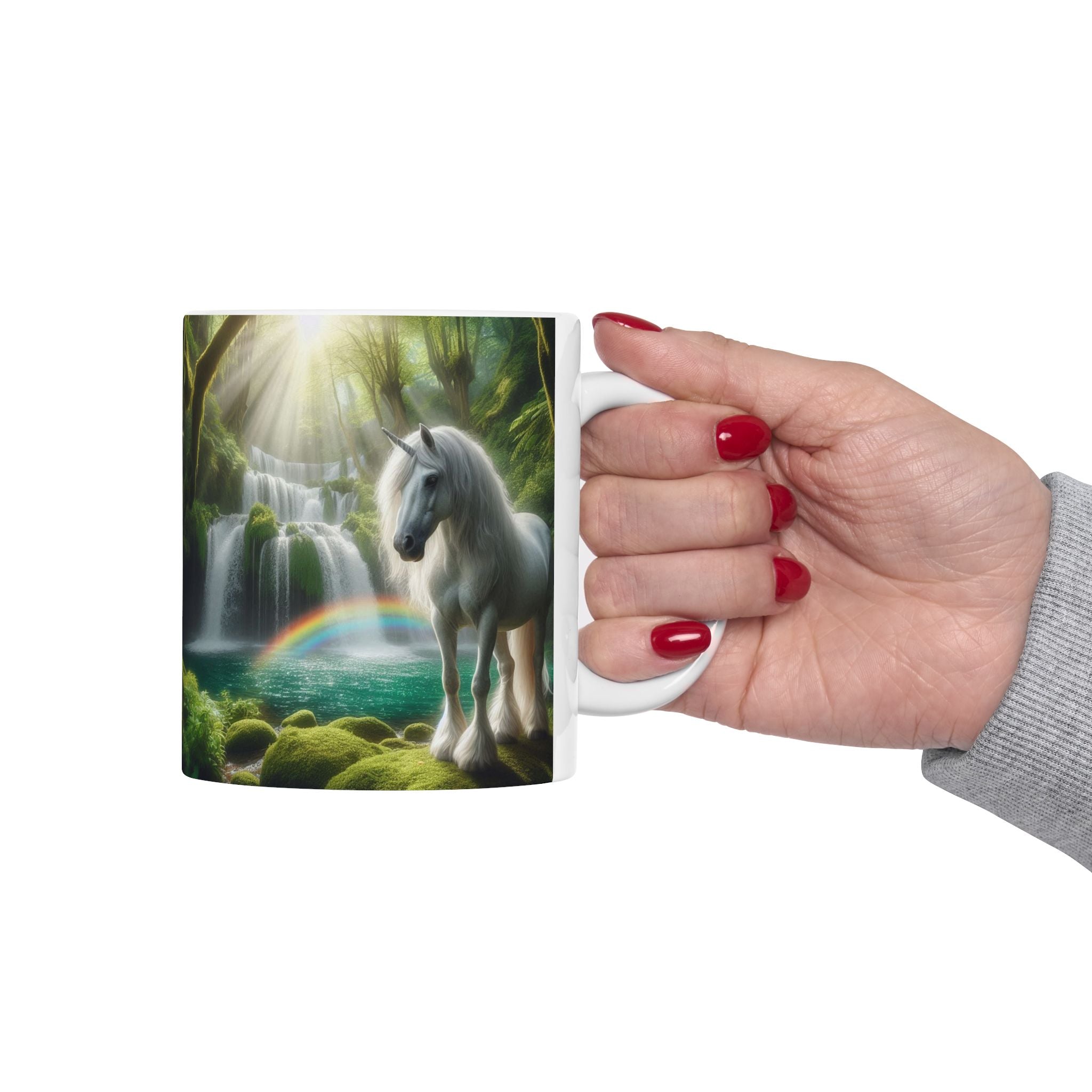 Unicorn by a Waterfall Ceramic Mug by Gregg Acini Adoree Designs
