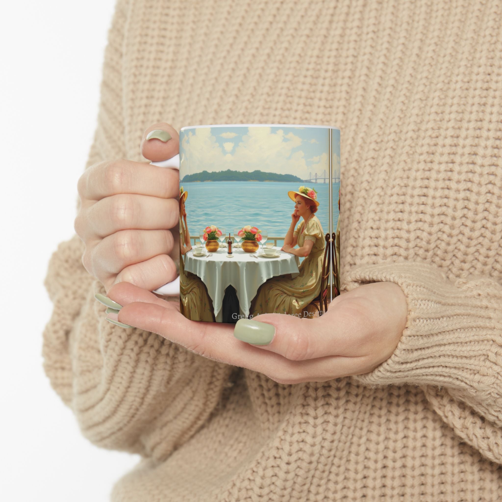Dahlia by the Lake Ceramic Mug by Gregg Acini Adoree Designs