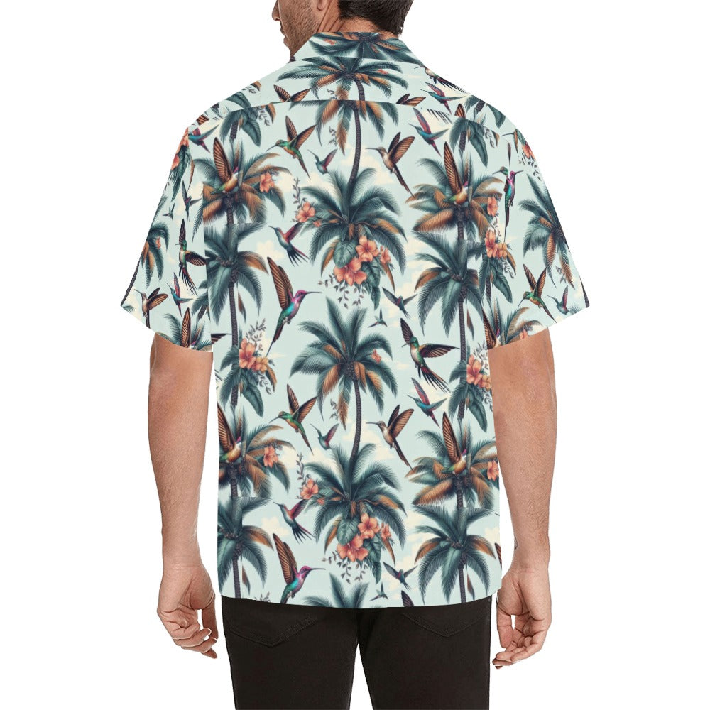 Hummingbirds and Palms Hawaiian Shirt without pocket
