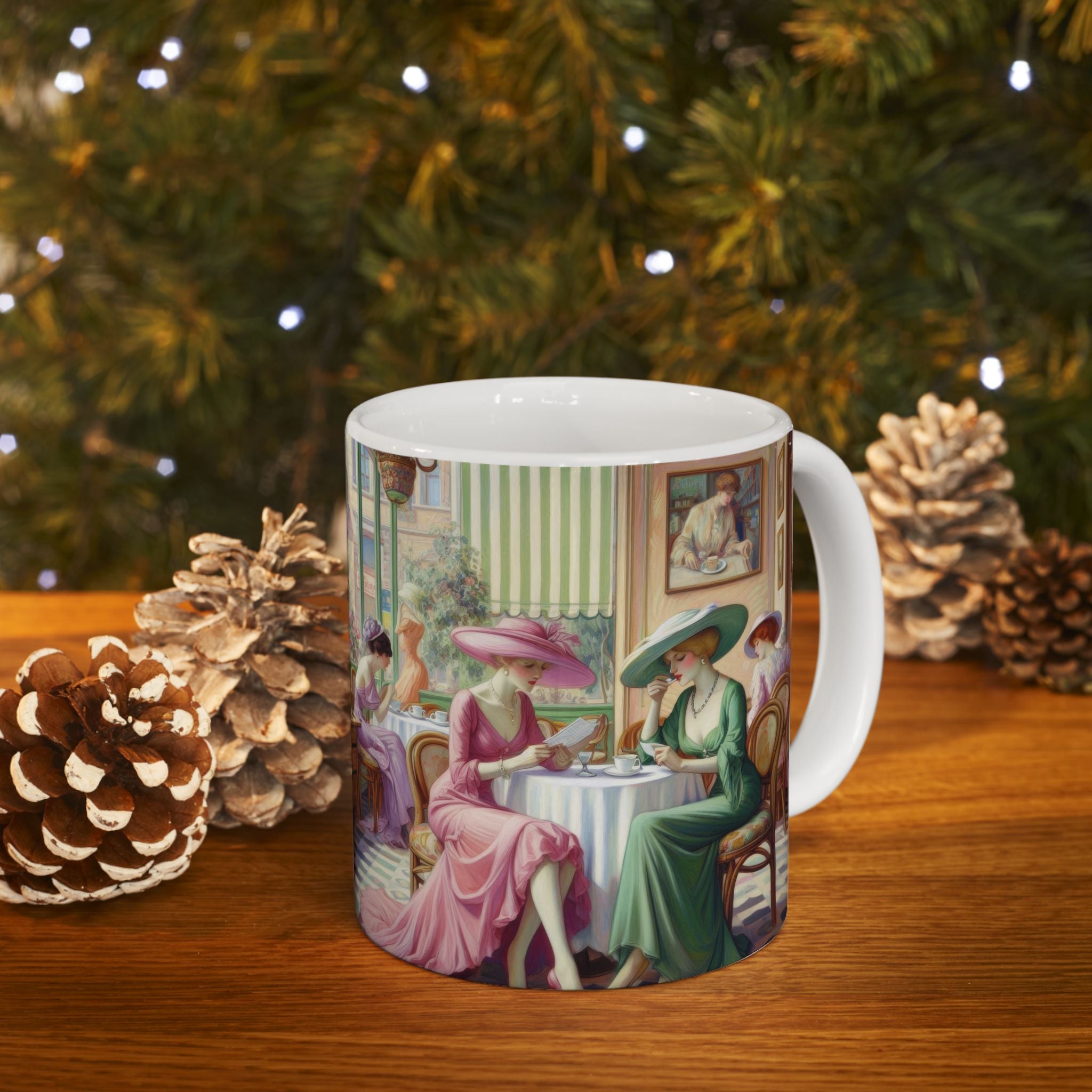 Kiffe Cafe Ceramic Mug — Elegant Retro Portrait Coffee Cup (11oz, 15oz)
