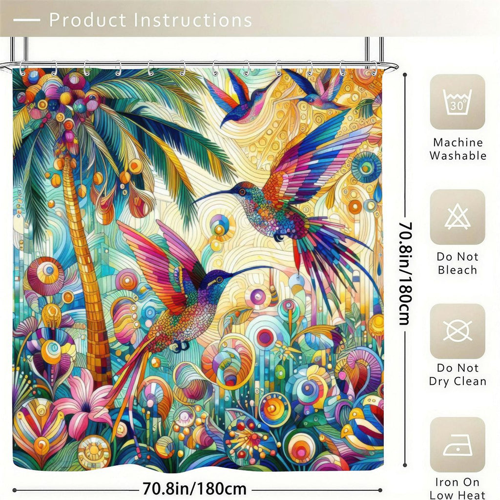 Tropical Hummingbirds Shower Curtain 70.8"x70.8" (Made in USA)