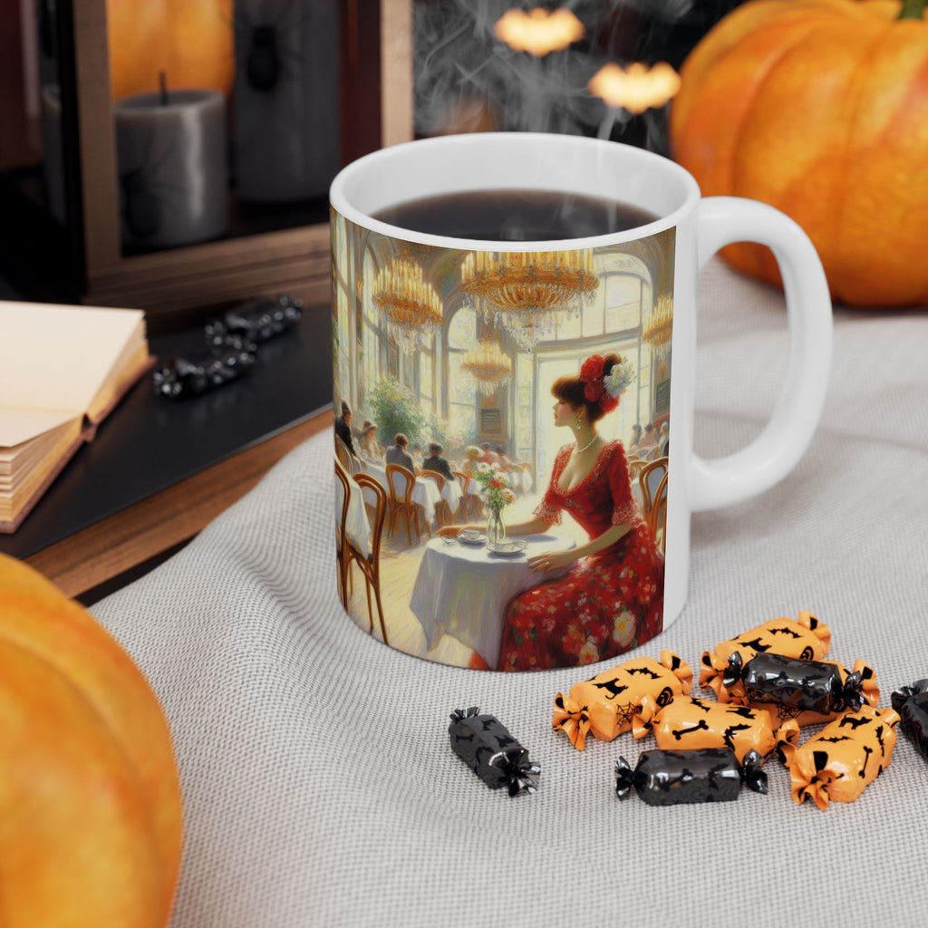 Claudia Ceramic Mug — Elegant Retro Portrait Coffee Cup (11oz, 15oz)