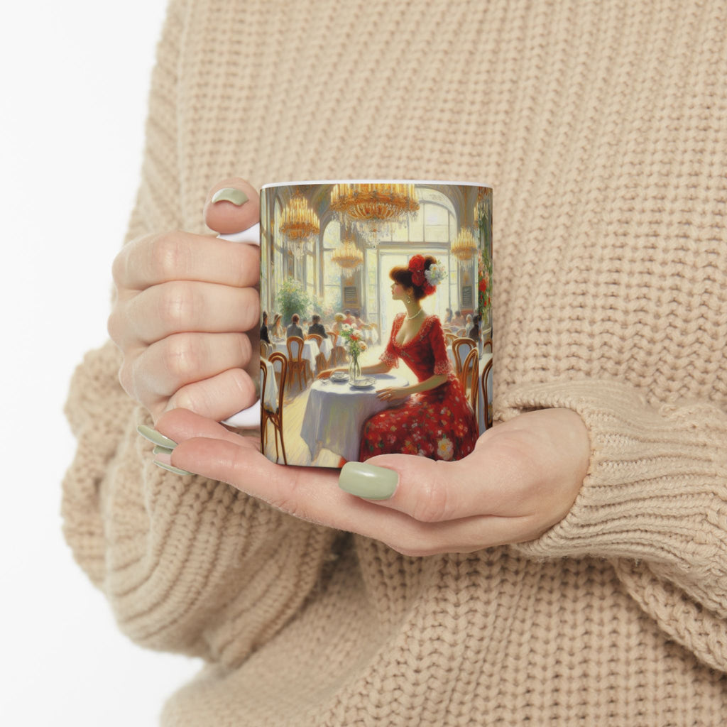 Claudia Ceramic Mug — Elegant Retro Portrait Coffee Cup (11oz, 15oz)