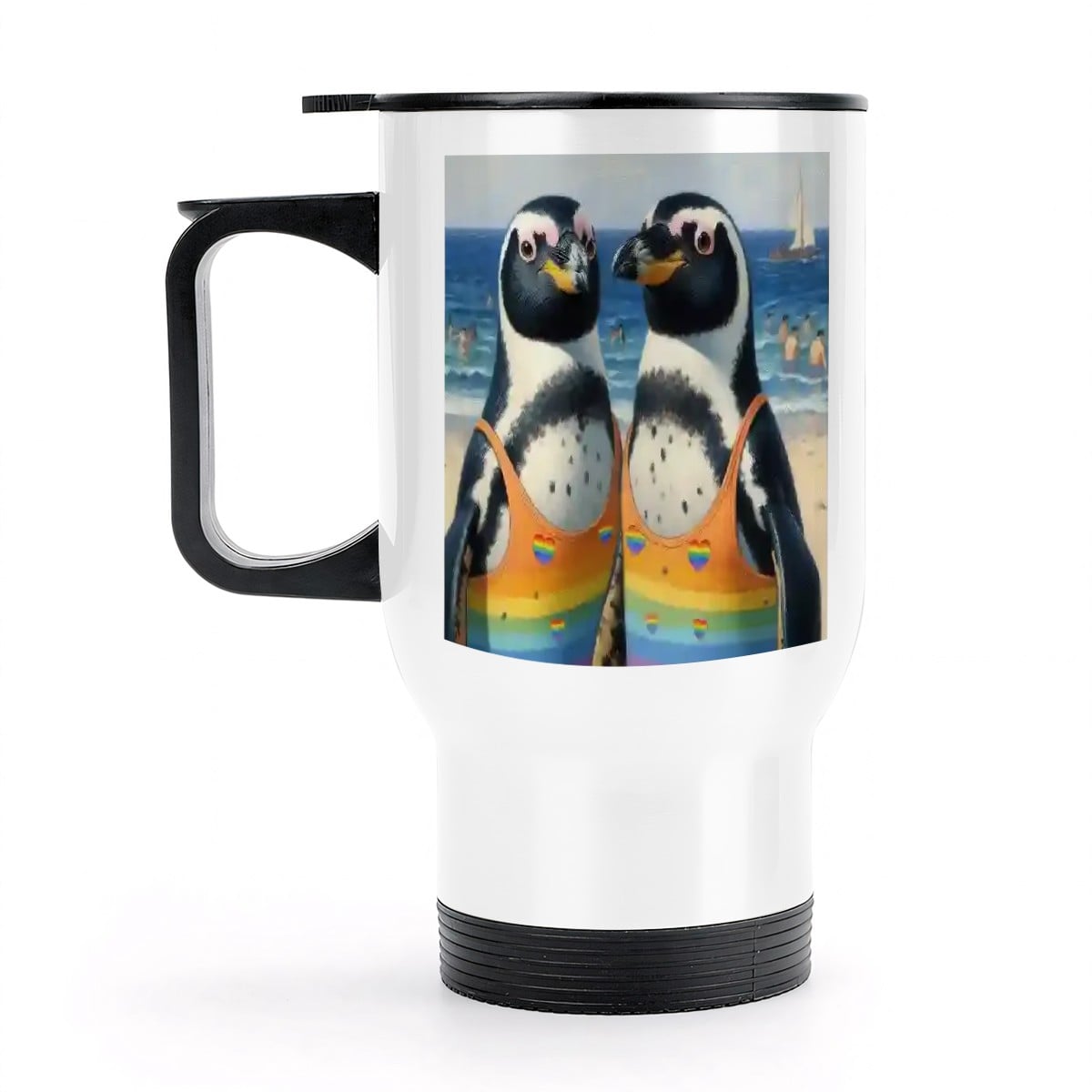 Travel Coffee Mug with Handle (14oz) Made in USA - Multiple Designs
