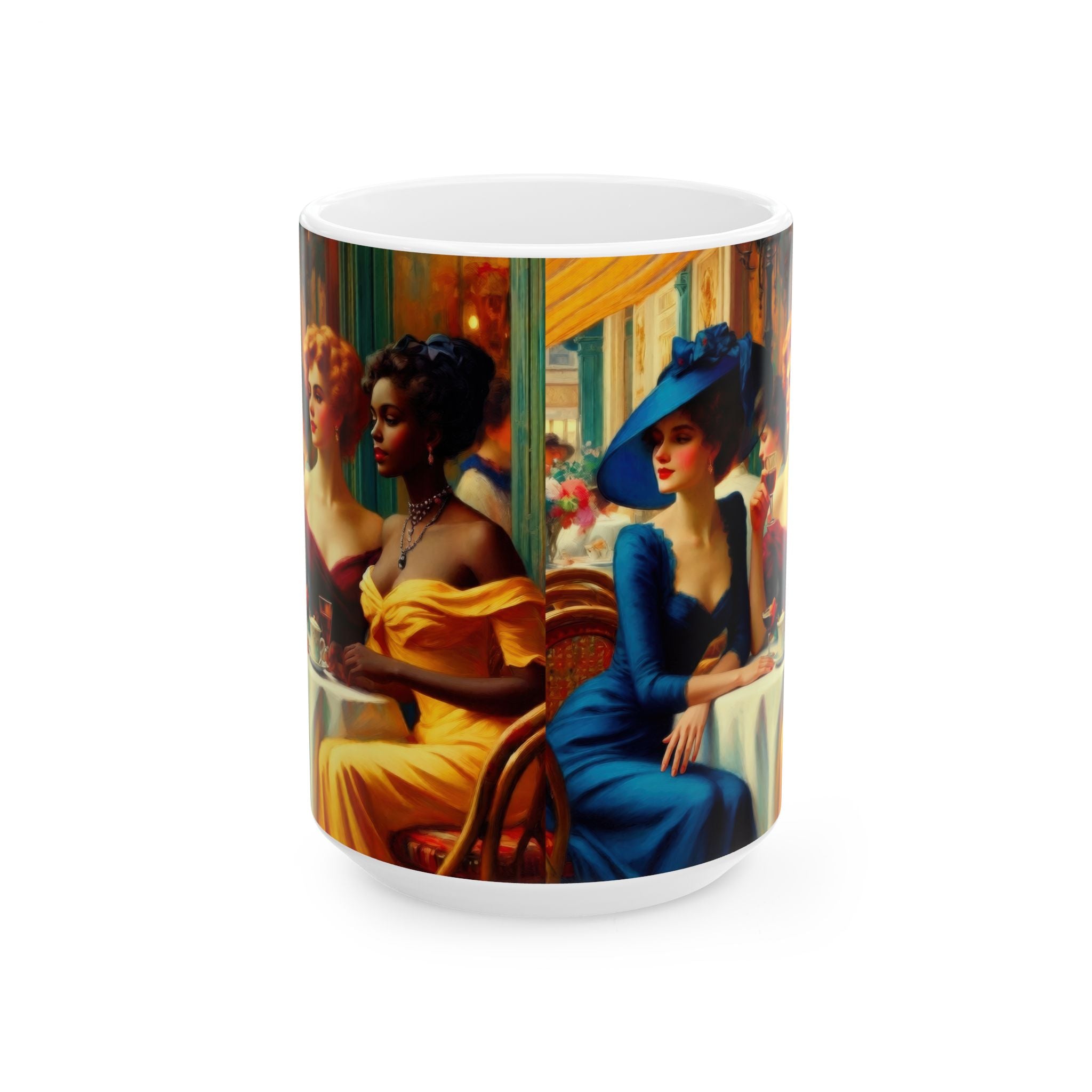 Ladies Who Lunch Ceramic Mug — Elegant Retro Portrait Coffee Cup (11oz, 15oz)