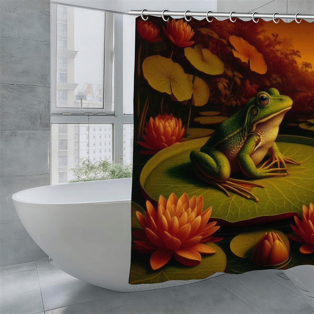 Frog on a Lilypad Shower Curtain 70.8"x70.8" (Made in USA)
