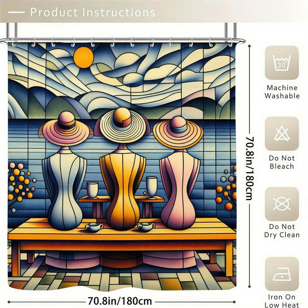Ladies Facing the Sea Shower Curtain 70.8"x70.8" (Made in USA)