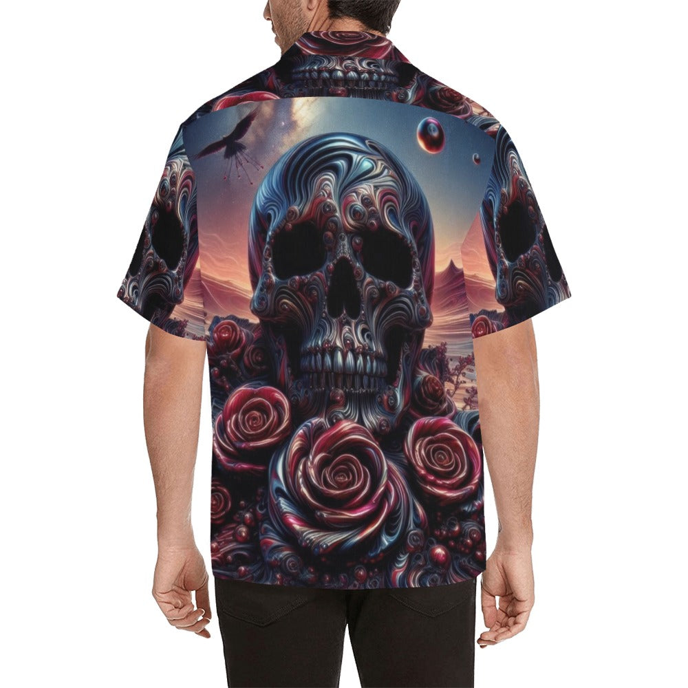 Skull and Roses Hawaiian Shirt without pocket