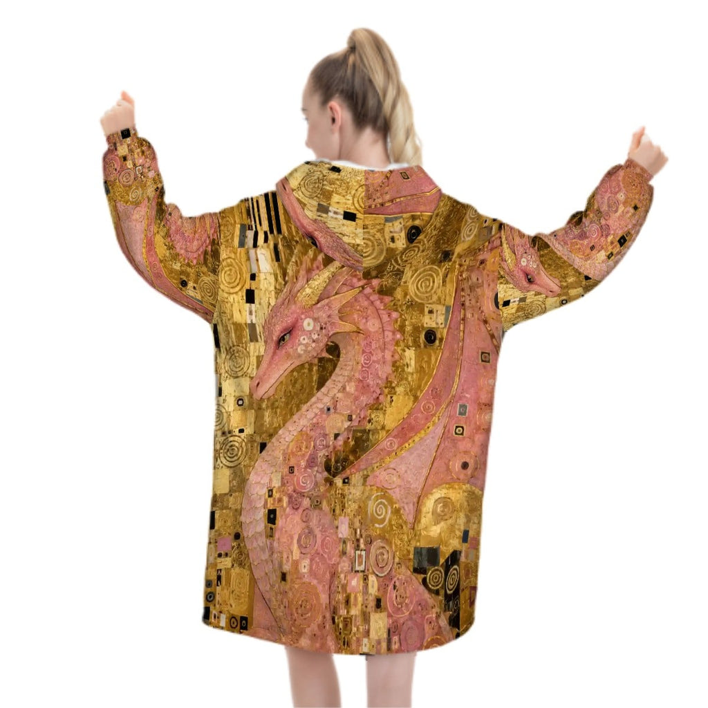 Pink Dragon Adult Blanket Hoodie