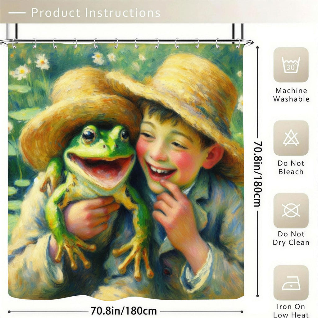 A Frog and his Boy Shower Curtain 70.8"x70.8" (Made in USA)