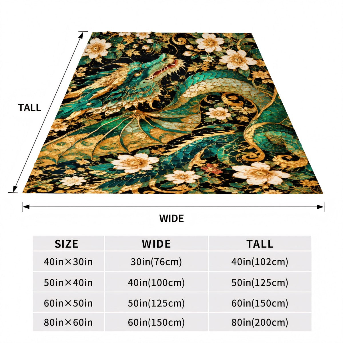 Gilded Jade Dragon Flannel Throw Blanket | Made in USA