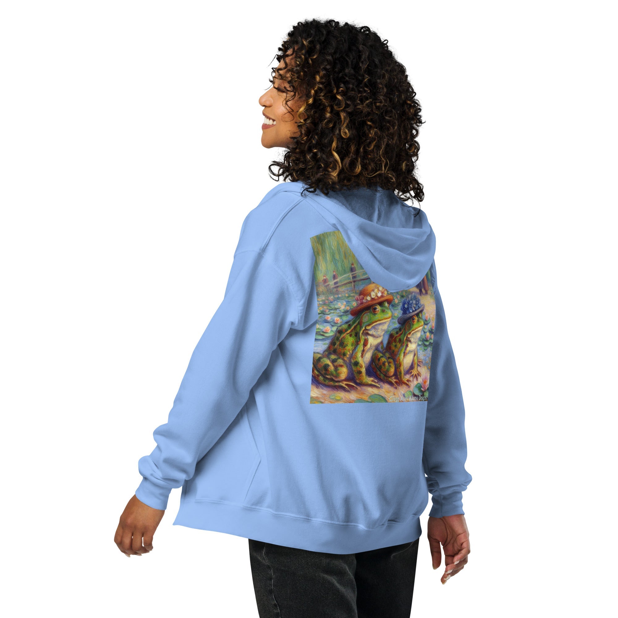 2 Lady Frogs Unisex heavy blend zip hoodie - Gregg Acini Adoree Designs - Hoodie