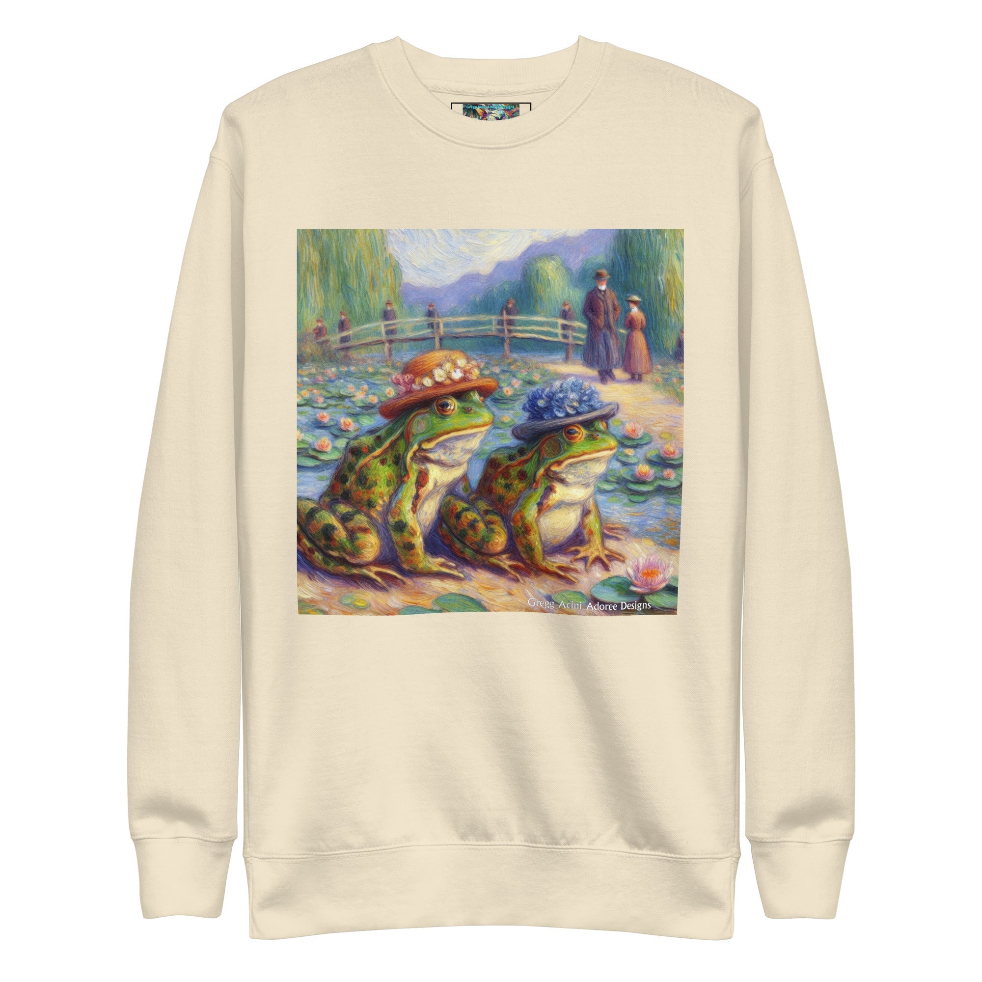 2 Lady Frogs Unisex Premium Sweatshirt - Gregg Acini Adoree Designs - Sweatshirt