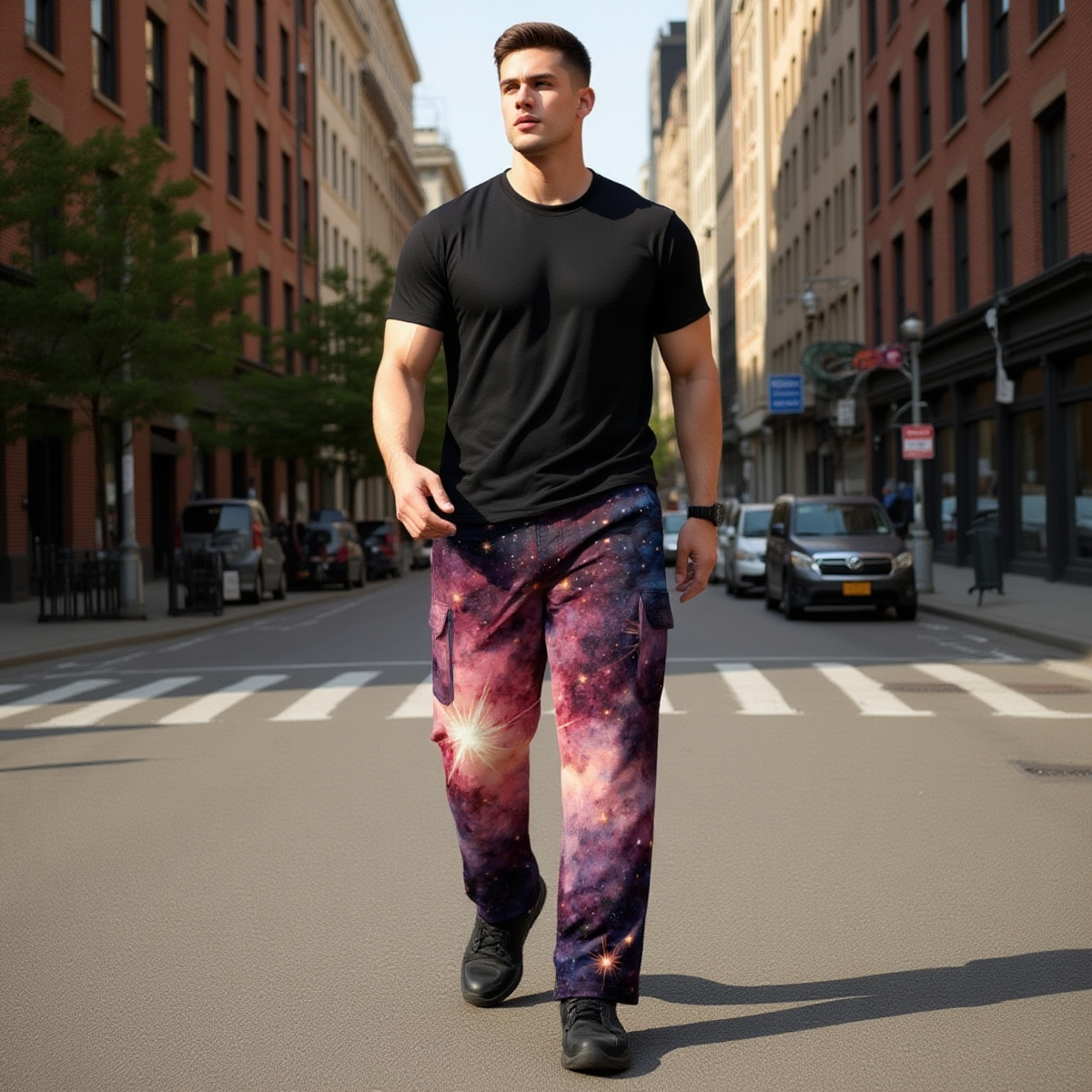 Deep Pink Galaxy Cargo Pants