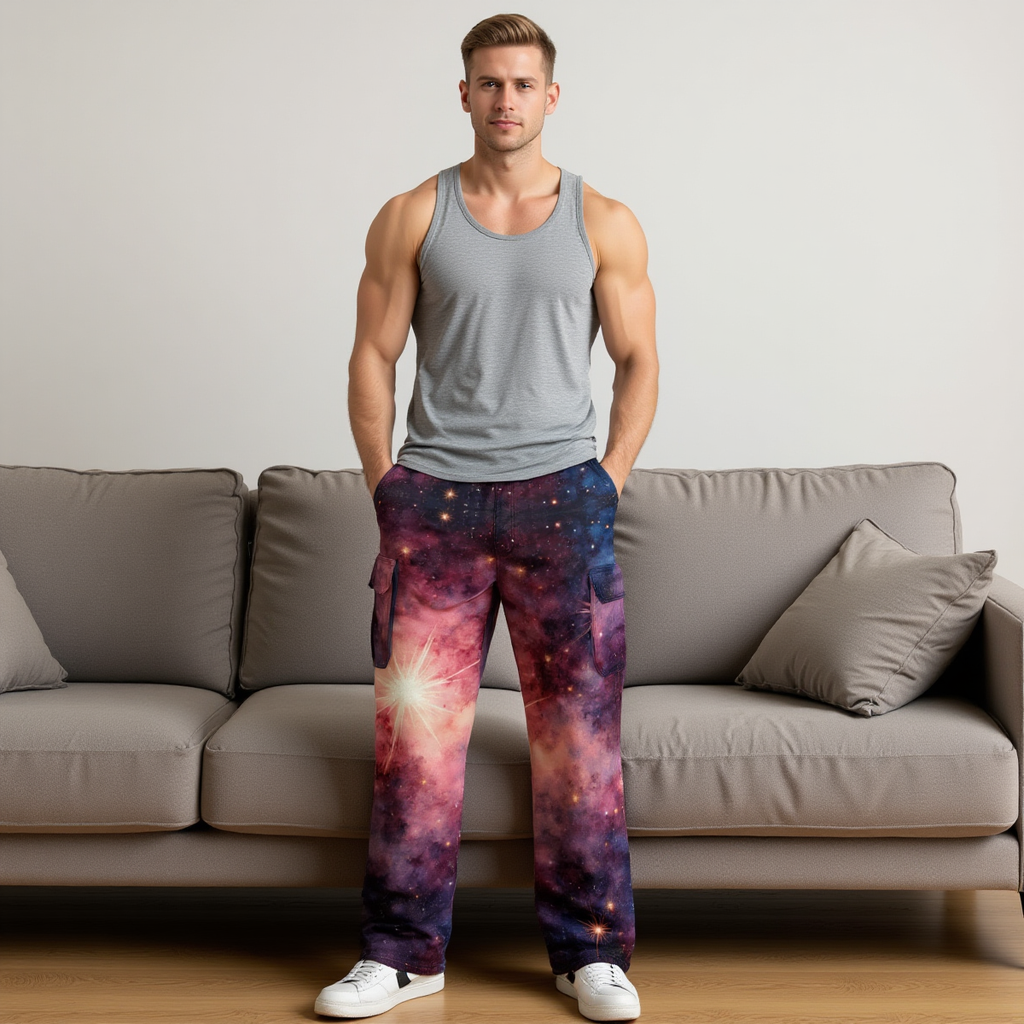 Deep Pink Galaxy Cargo Pants