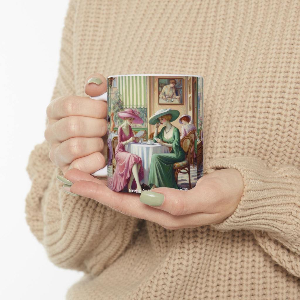 Kiffe Cafe Ceramic Mug — Elegant Retro Portrait Coffee Cup (11oz, 15oz)
