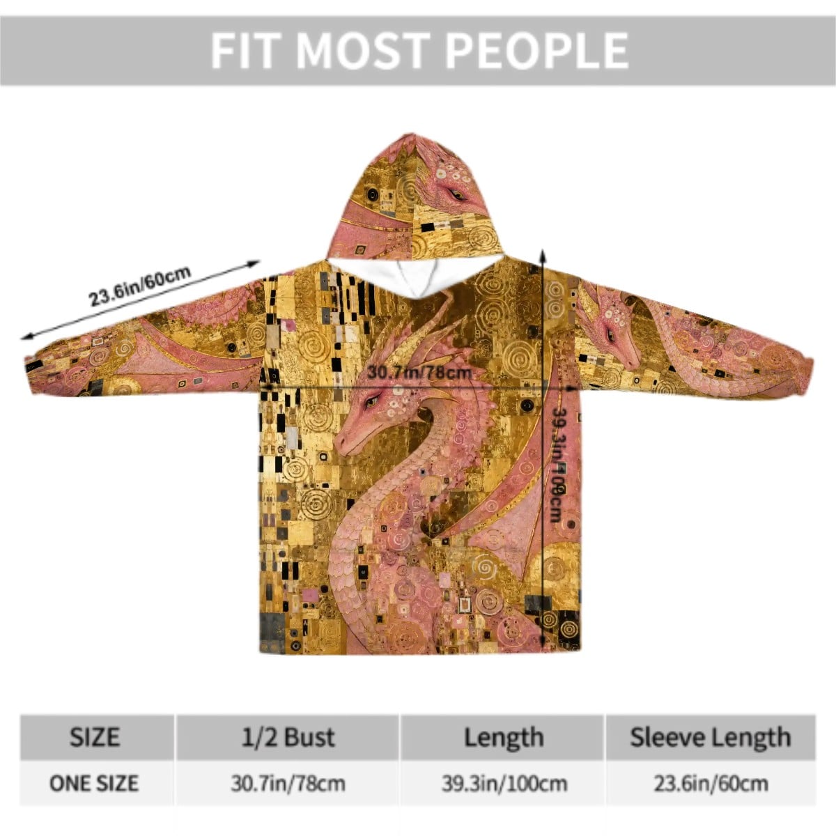Pink Dragon Adult Blanket Hoodie