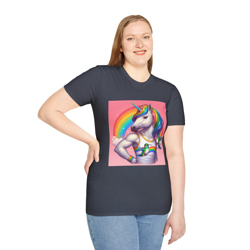 Fabulous Unicorn T-Shirt — Rainbow Muscle Unicorn Graphic Tee