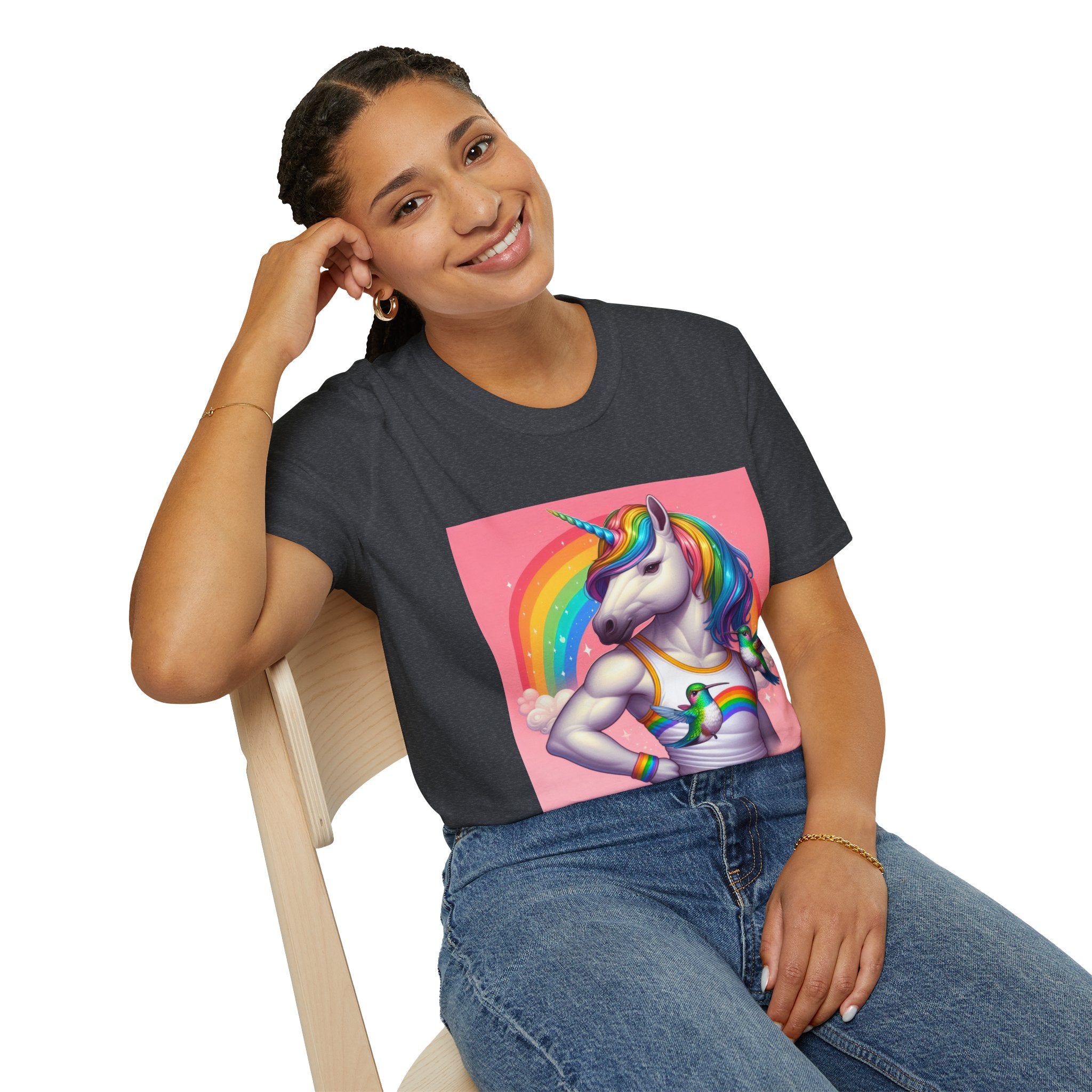 Fabulous Unicorn T-Shirt — Rainbow Muscle Unicorn Graphic Tee