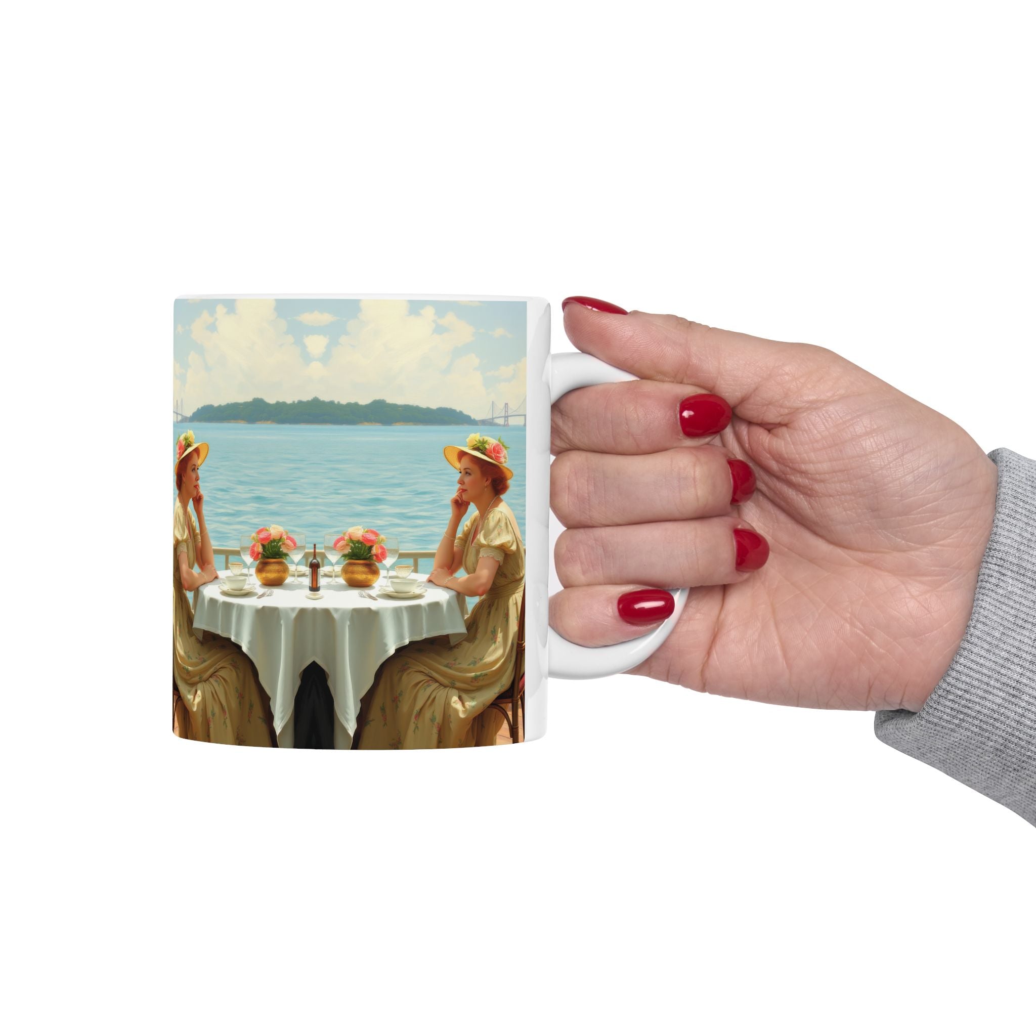 Dahlia by the Lake Ceramic Mug by Gregg Acini Adoree Designs